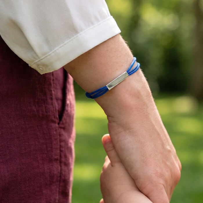 Bracelet 3 tours personnalisé médaille gravée acier cube rectangulaire 25x5x5 mm