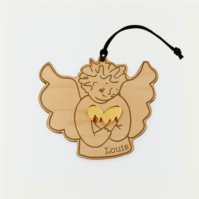 Boule de Noël personnalisée Ange Câlin bois gravé - HappyBulle x MyLovelyThing