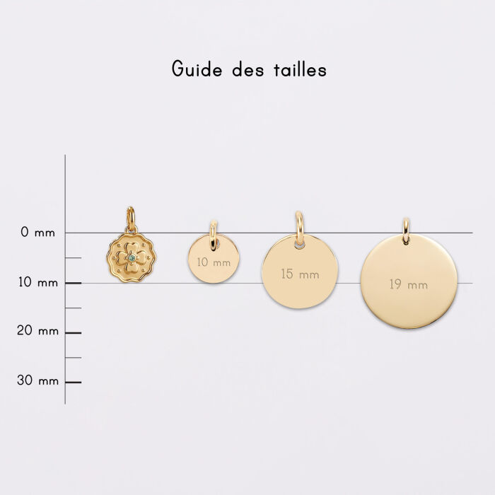 Breloque trèfle mini zircon vert plaqué or 10 mm - médailles