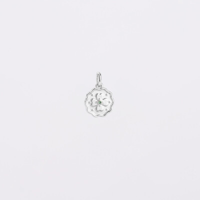 Breloque trèfle mini zircon vert argent 10 mm - seule