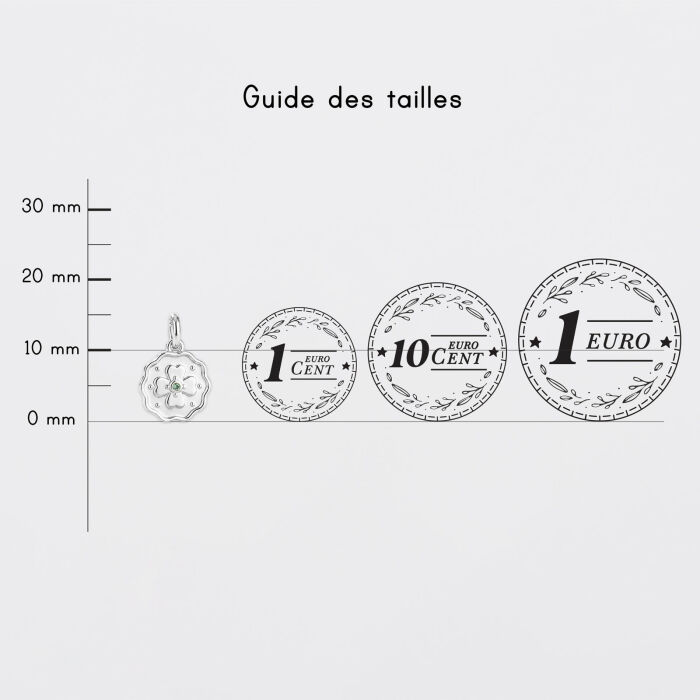Breloque trèfle mini zircon vert argent 10 mm - pièces