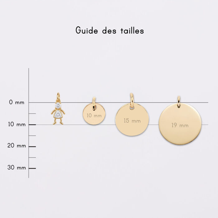 Breloque silhouette scintillante fille plaqué or 10 mm - Médaille