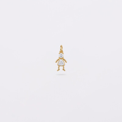 Breloque silhouette scintillante fille plaqué or 10 mm - Seul