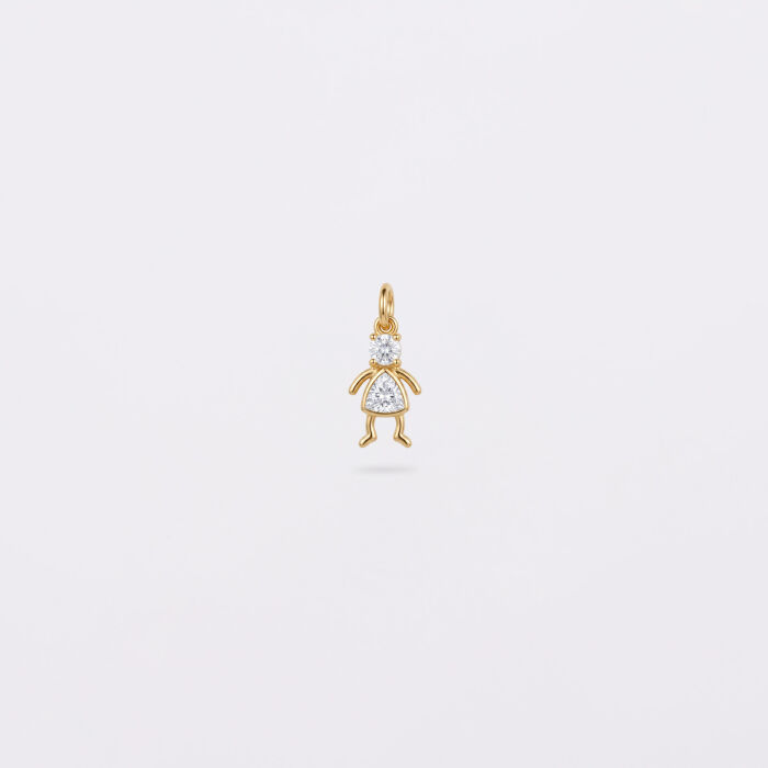 Breloque silhouette scintillante fille plaqué or 10 mm - Seul