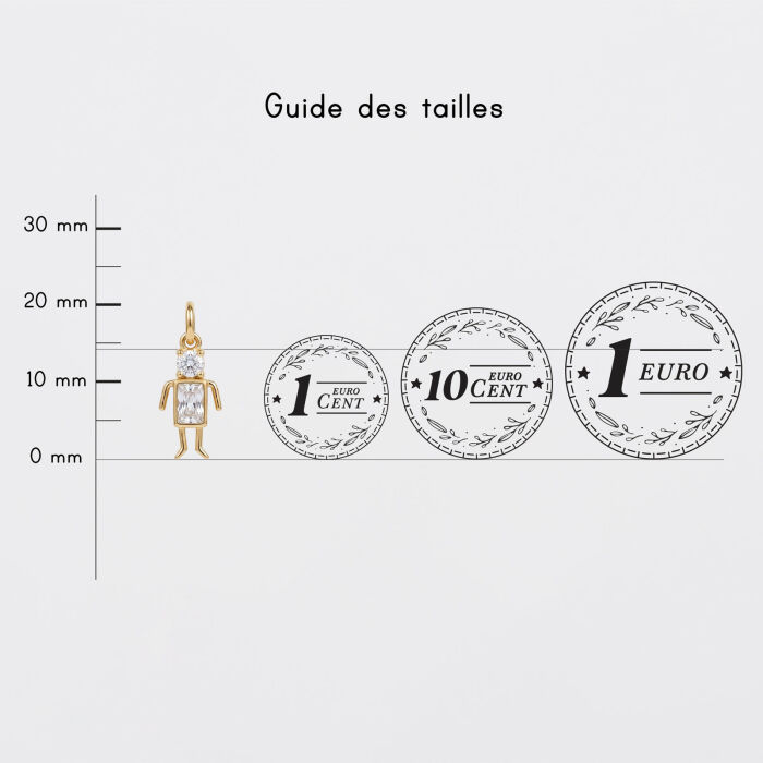 Breloque silhouette scintillante garçon plaqué or 10 mm - Pièces