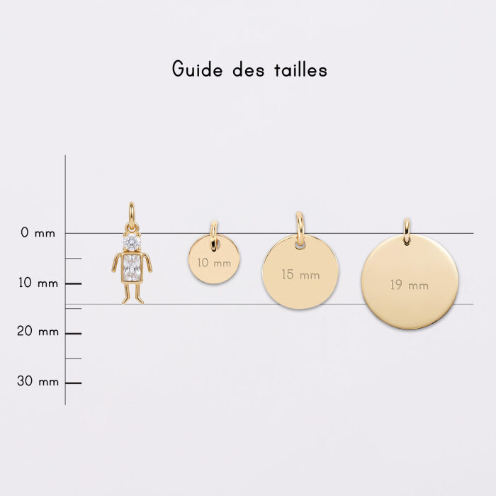 Breloque silhouette scintillante garçon plaqué or 10 mm - Médailles