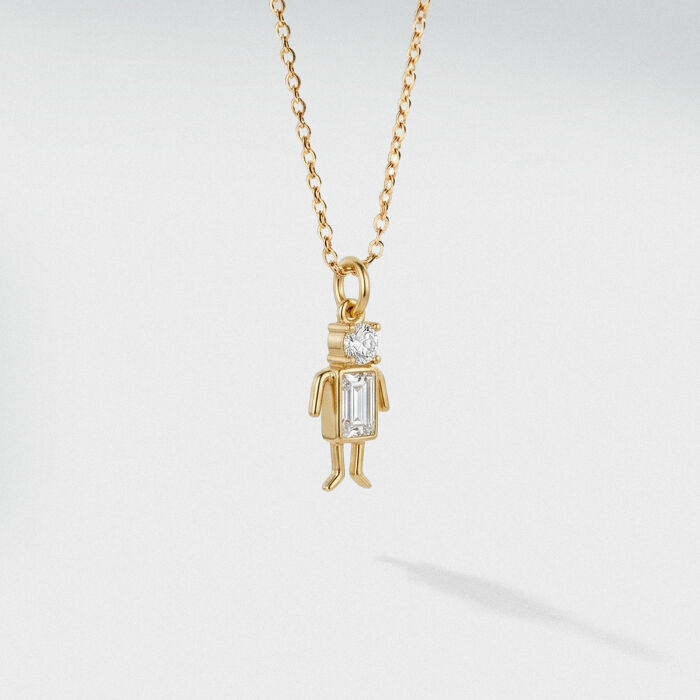 Pendentif silhouette scintillante plaqué or - Garçon biais