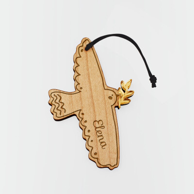 Boule de Noël personnalisée Colombe bois gravé - HappyBulle x MyLovelyThing