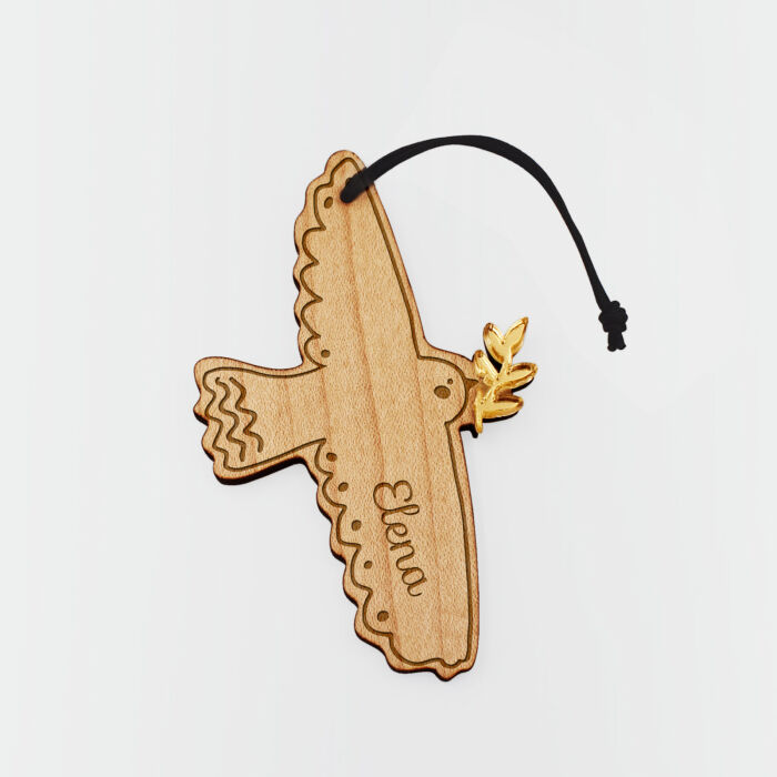 Boule de Noël personnalisée Colombe bois gravé - HappyBulle x MyLovelyThing