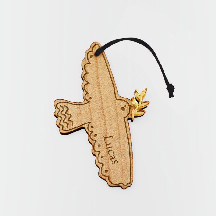 Boule de Noël personnalisée Colombe bois gravé - HappyBulle x MyLovelyThing