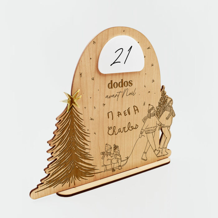 Calendrier de l'avent personnalisé comte à rebours Noël bois gravé - HappyBulle x MyLovelyThing