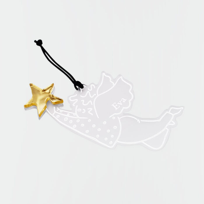 Boule de Noël personnalisée Ange Etoile acrylique gravé - HappyBulle x MyLovelyThing