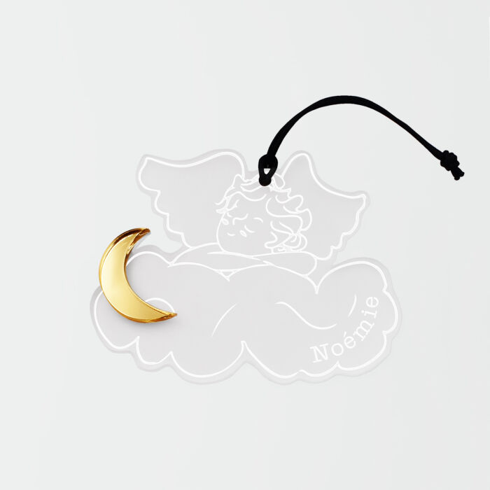 Boule de Noël personnalisée Ange Nuage acrylique givré gravé - HappyBulle x MyLovelyThing