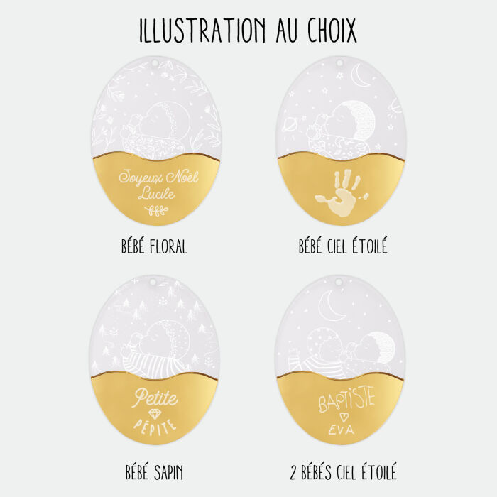 Boule de Noël personnalisée Bébé acrylique givré gravé - HappyBulle x MyLovelyThing