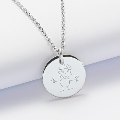 Pendentif personnalisé médaille gravée acier 20 mm - dessin