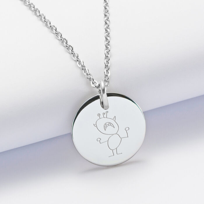 Pendentif homme personnalisé médaille gravée acier 20 mm - dessin