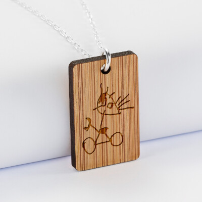 Pendentif homme personnalisé médaille gravée bois 20x32 mm - dessin