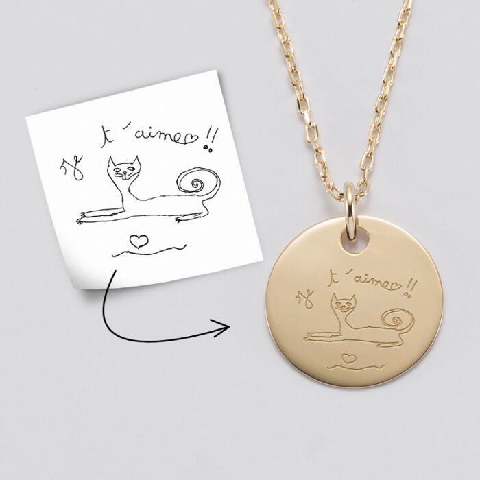 Pendentif personnalisé médaille gravée plaqué or 19 mm tutoriel