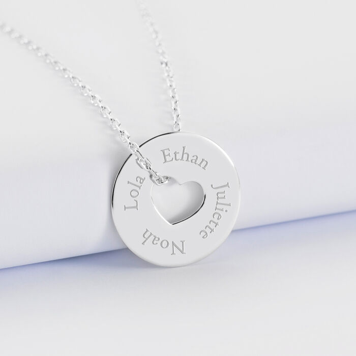 Pendentif personnalisé médaille argent gravée cible coeur 21 mm - 3