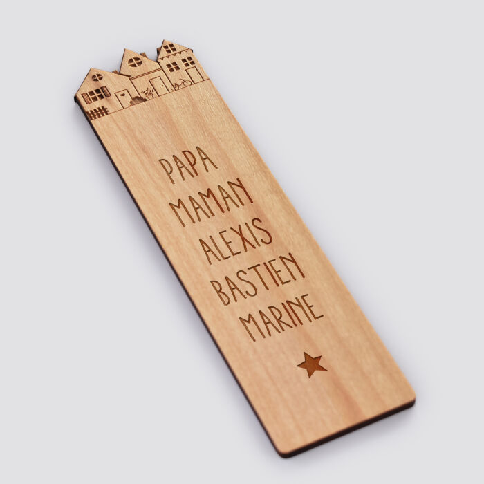 Personalised "City" engraved wooden bookmark - names