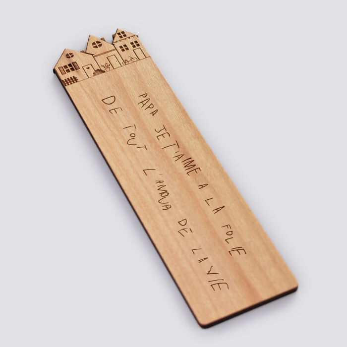 Personalised "City" engraved wooden bookmark - writing