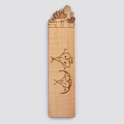 Marque page personnalisé bois gravé "Cactus" - dessin