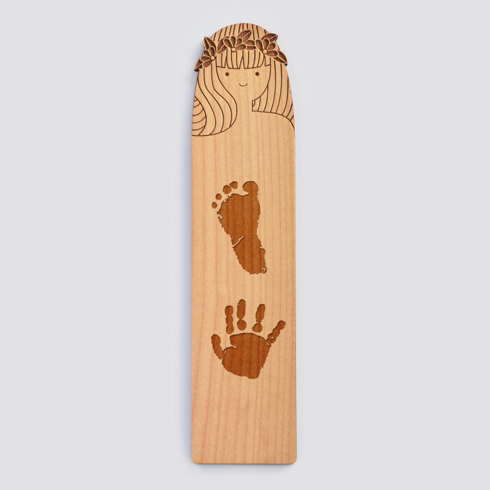 Personalised "Natural crown" engraved wooden bookmark - imprints