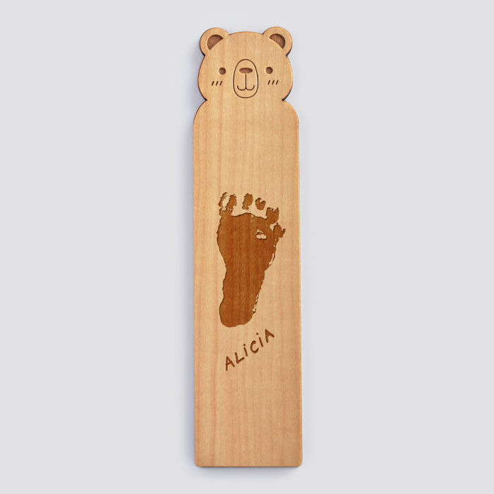 Personalised "Bear" engraved wooden bookmark - imprint