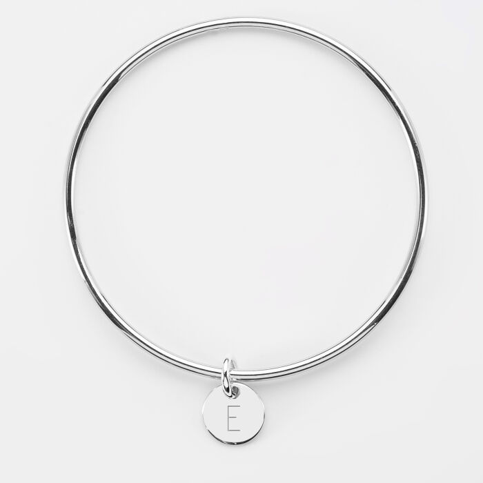 Bracelet enfant personnalisé jonc argent médaille gravée initiale 10 mm - 4