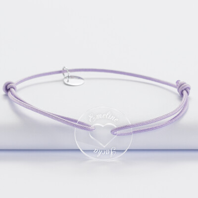 Bracelet personnalisé médaille gravée acrylique cible coeur 21 mm - prénom