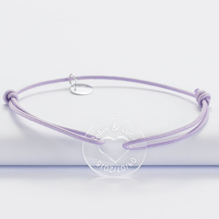 Bracelet personnalisé médaille gravée acrylique cible coeur 21 mm - prénom 4