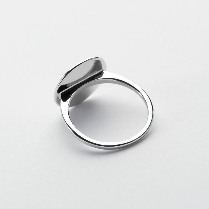 Bague plateau personnalisée argent médaille gravée 15 mm - dos