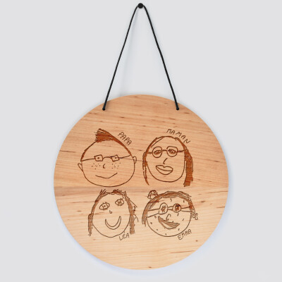 Cadre de décoration personnalisé gravé bois 17 cm - dessin