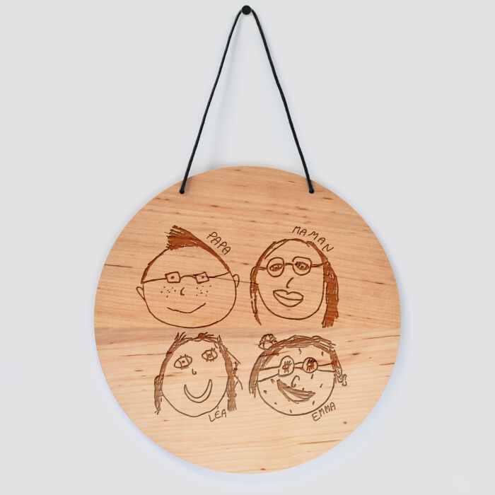 Cadre de décoration personnalisé gravé bois 17 cm - dessin