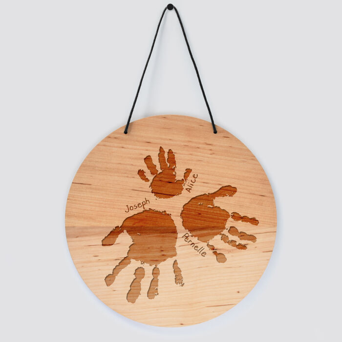 Cadre de décoration personnalisé gravé bois 17 cm - empreintes