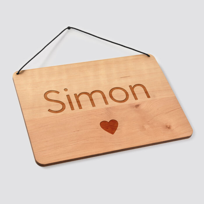 Cadre de décoration personnalisé gravé bois rectangle 20x14,6 cm - prénom