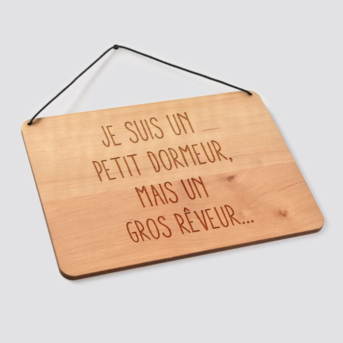 Cadre de décoration personnalisé gravé bois rectangle 20x14,6 cm - texte