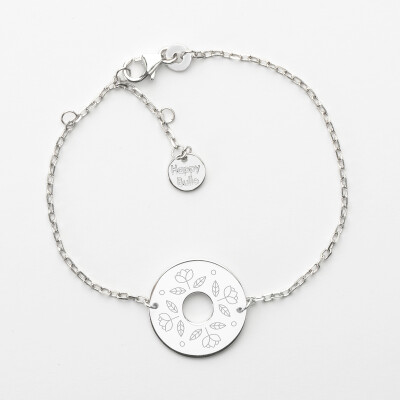 Bracelet chaîne personnalisé médaille gravée argent cible 2 trous 18 mm - illustration Bracelet chaîne personnalisé médaille gravée argent cible 2 trous 18 mm - illustration