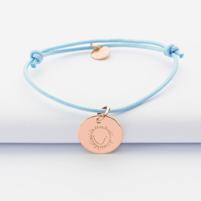Bracelet personnalisé médaille gravée plaqué or rose 15 mm - dessin