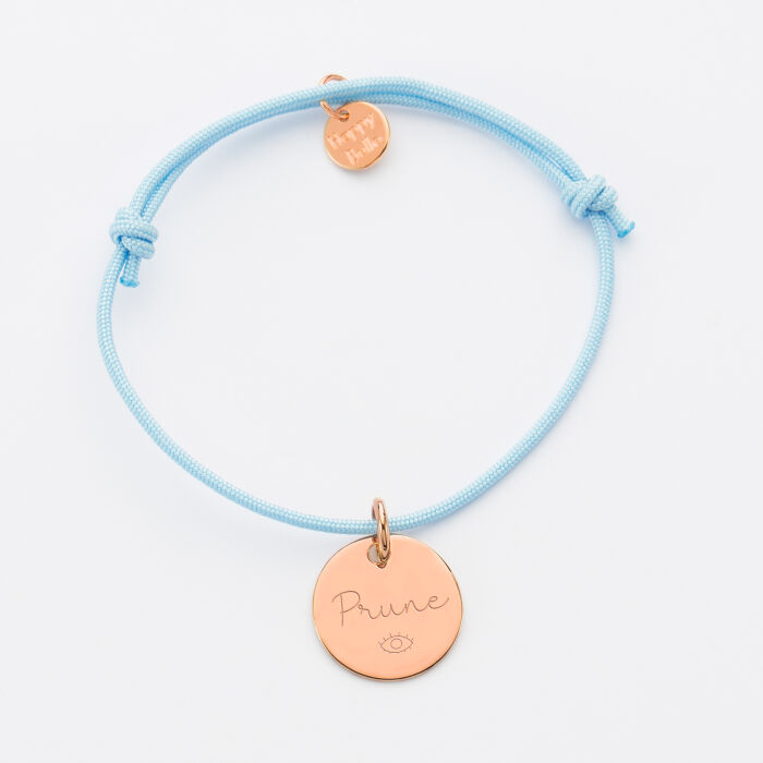 Personalised engraved rose gold plated medallion bracelet 15 mm - names