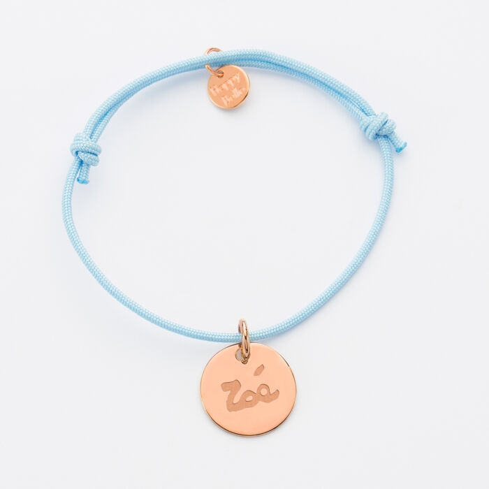Personalised engraved rose gold plated medallion bracelet 15 mm - writing