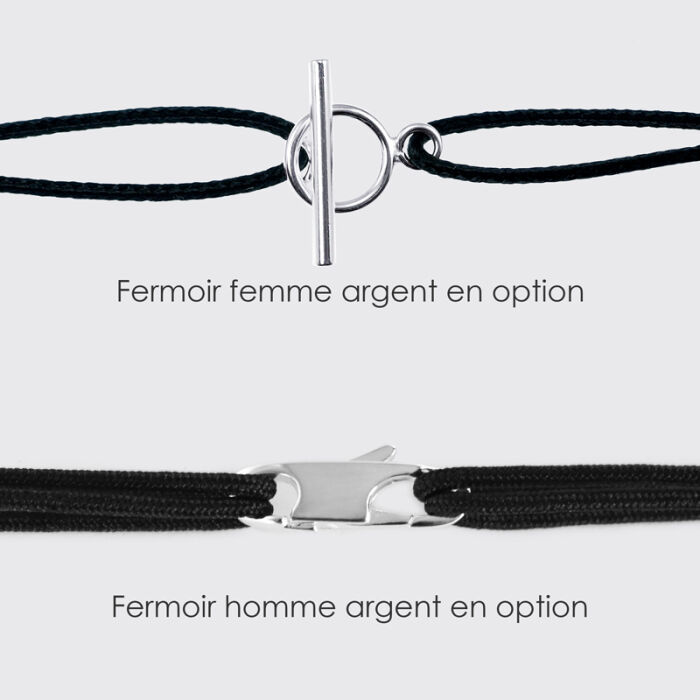 Fermoirs duo argent en option cordon