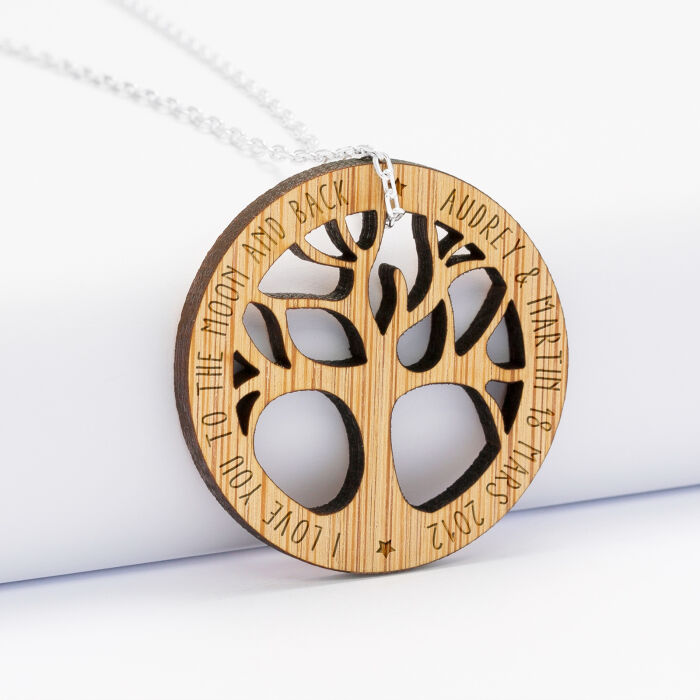 Pendentif personnalisé médaille gravée acrylique arbre de vie - texte 2