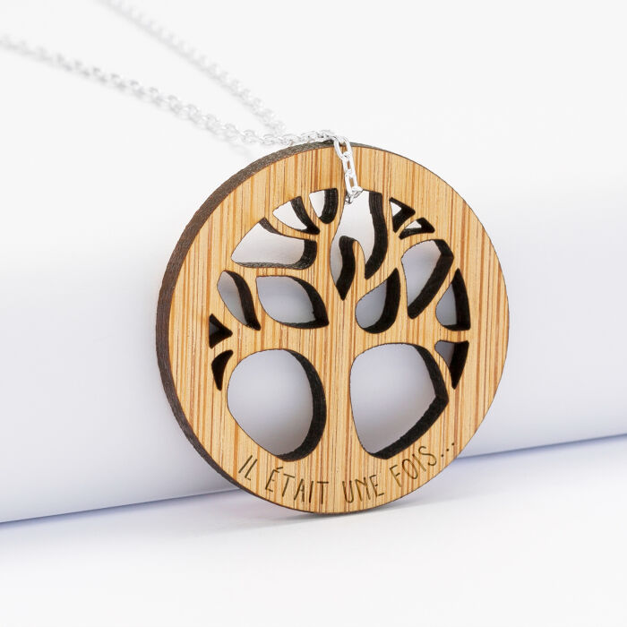 Pendentif personnalisé médaille gravée acrylique arbre de vie - texte 4