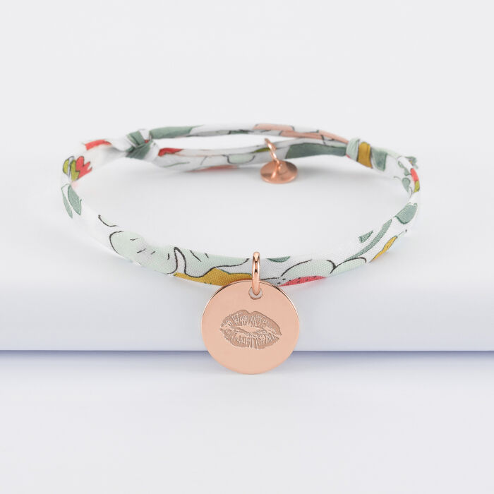 Bracelet enfant personnalisé liberty médaille gravée plaqué or rose 15 mm - empreinte
