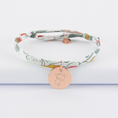 Bracelet enfant personnalisé liberty médaille gravée plaqué or rose 15 mm - dessin Bracelet enfant personnalisé liberty médaille gravée plaqué or rose 15 mm - dessin