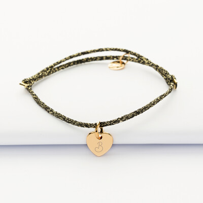 Bracelet enfant personnalisé cordon métallisé médaille gravée plaqué or nuage 20x14 mm