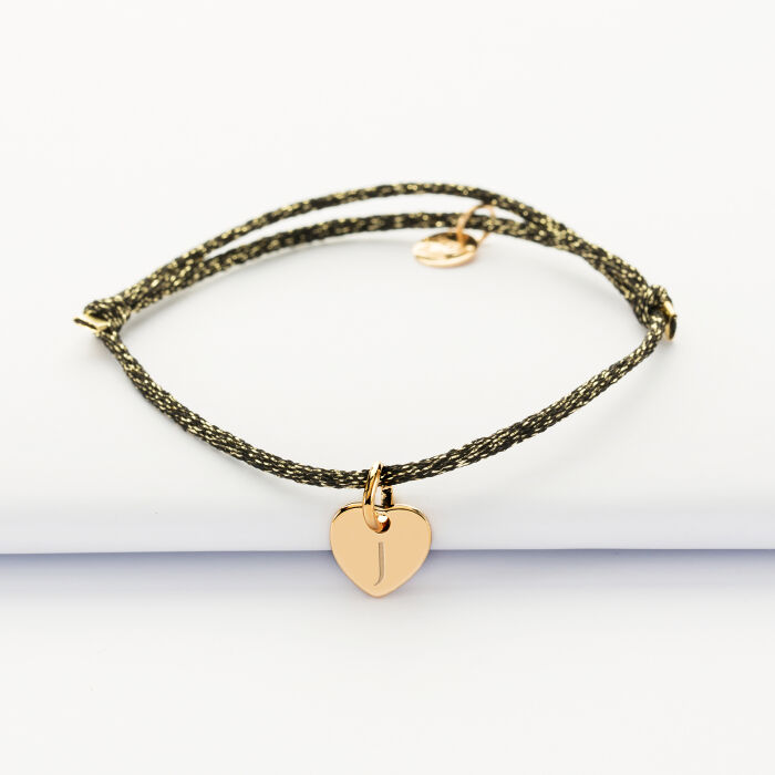 Bracelet enfant personnalisé cordon métallisé médaille gravée plaqué or nuage 20x14 mm