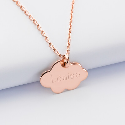 Pendentif enfant personnalisé médaille gravée plaqué or rose nuage 20x14 mm - prénom