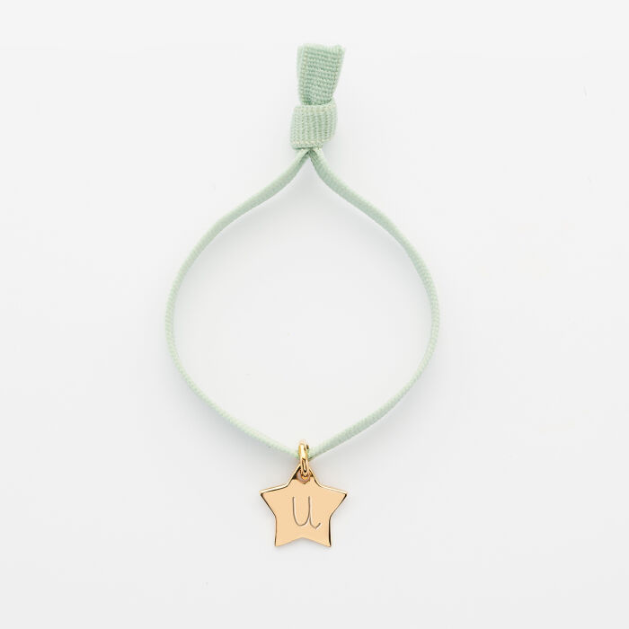 Bracelet enfant personnalisé cordon élastique médaille gravée argent 10 mm